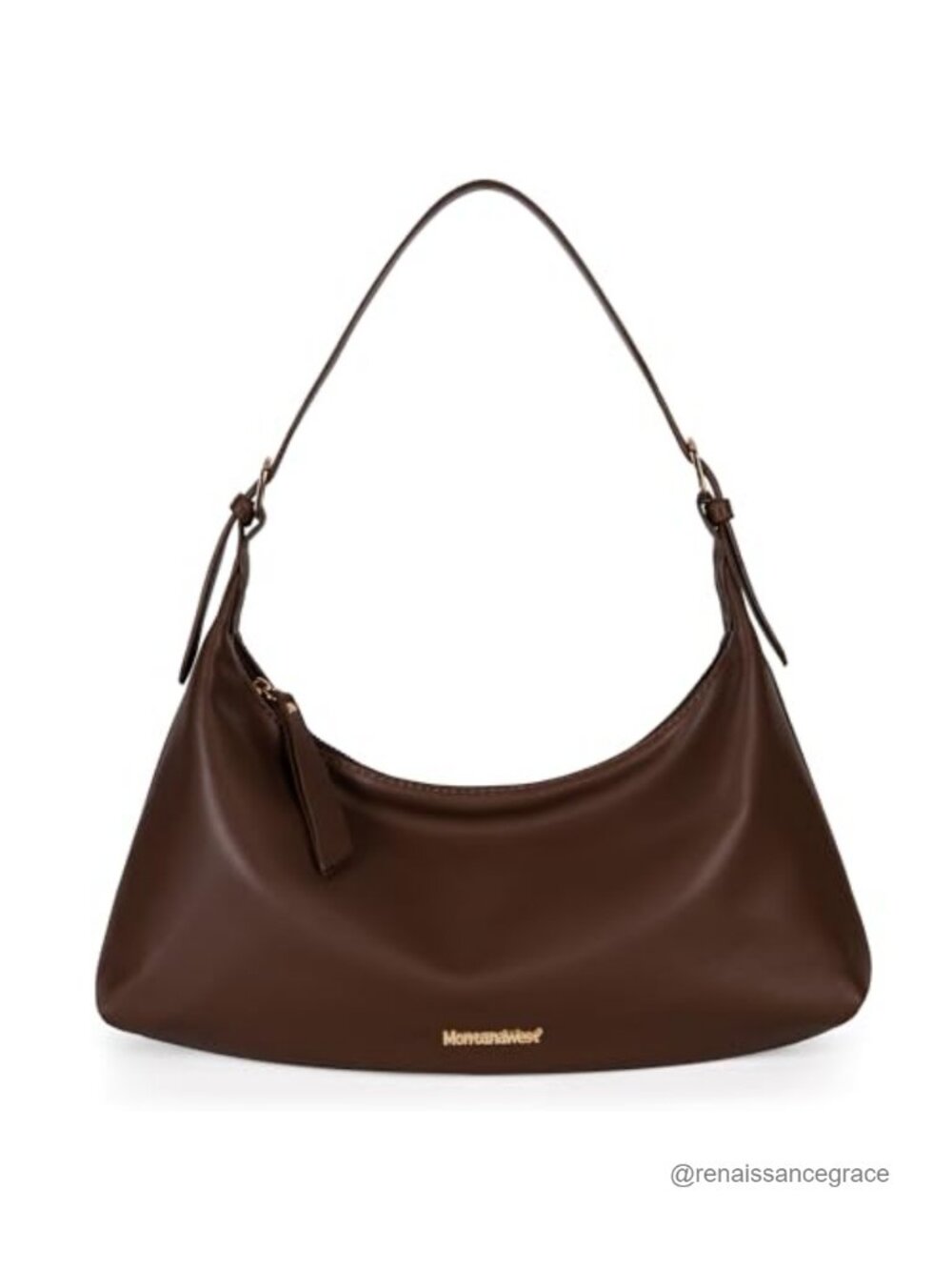 Women's Vegan Leather Medium Crescent Hobo Shoulder Bag Adjustable Strap